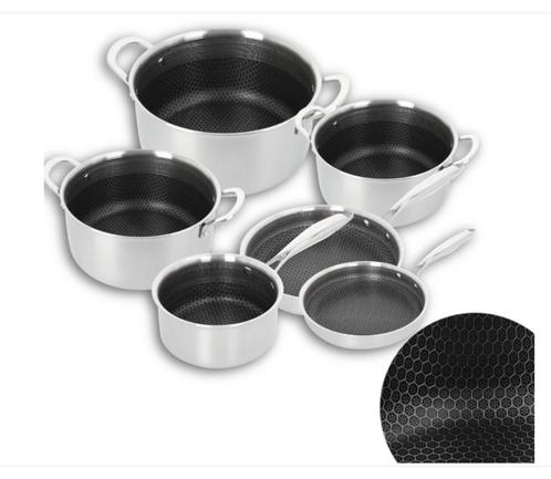 Nouveau Ensemble de Casserole 10 Pieces Inox, Induction, Huis en Inrichting, Keuken | Potten en Pannen, Nieuw, Pannenset, Inox