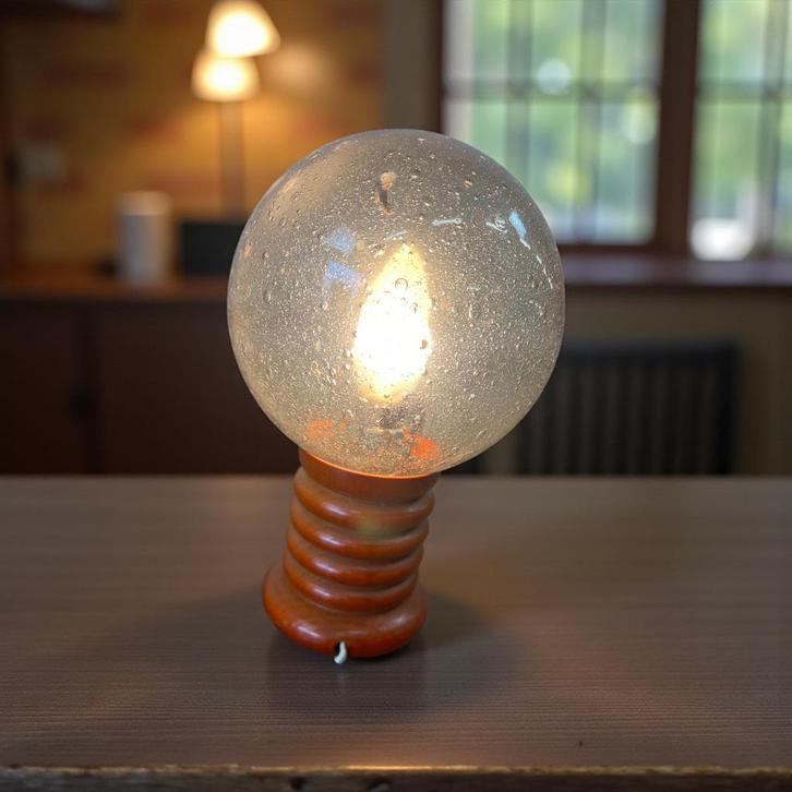 Vintage oranje bollamp / tafellamp, Antiek en Kunst, Antiek | Verlichting, Ophalen of Verzenden