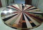 Zeer grote ronde vergadertafel sloophout met epoxy rvs poot., Verzenden, Nieuw