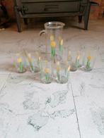 Set Renault waterkan met 6 waterglazen bloemen, Antiek en Kunst, Ophalen