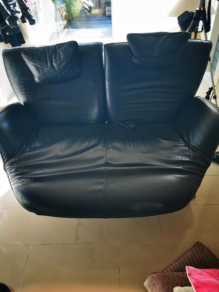 ️ Fauteuil relax électrique Leolux en cuir noir, Huis en Inrichting, Zetels | Zetels en Chaises Longues, Gebruikt, Tweepersoons