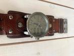 Brede special leatherband Diesel horloge of doe een goed bod, Comme neuf, Cuir, Autres marques, Acier
