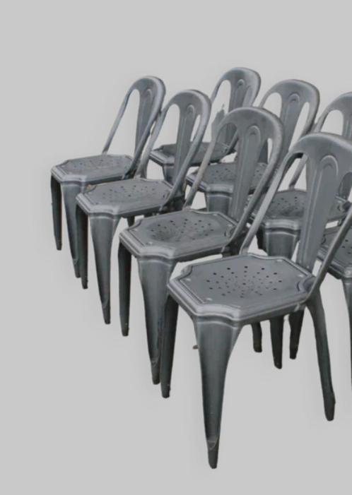 Série de 6 chaises Fibrocit en métal, Maison & Meubles, Chaises, Utilisé, Cinq, Six Chaises ou plus, Métal, Gris, Enlèvement