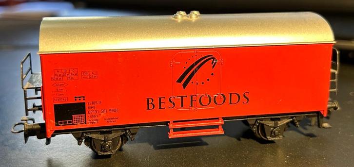 3122b. H0 Märklin „Bestfood” overdekte auto., Hobby en Vrije tijd, Modeltreinen | H0, Zo goed als nieuw, Wagon, Märklin, Ophalen of Verzenden