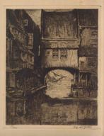Chf. van Pesten oid. ets "Brugge", gesigneerd, nummer 52/100, Antiek en Kunst, Kunst | Etsen en Gravures, Ophalen