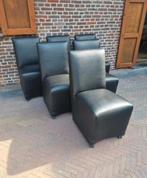 6 lederen stoelen op wieltjes, Ophalen of Verzenden, Zo goed als nieuw