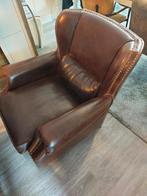 fauteuil echt leder , type : eduard. met noppen nagels., Ophalen, Gebruikt, Leer