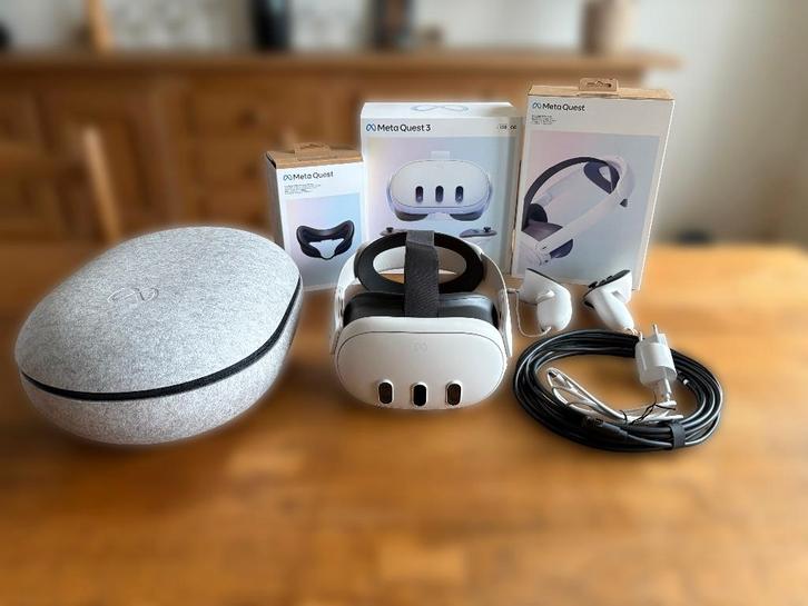 Meta quest 3 (128Go) + accessoires, Games en Spelcomputers, Virtual Reality, Zo goed als nieuw, Pc, VR-bril, Ophalen of Verzenden