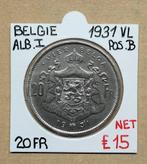 20 FR   1931 VLAAMS    POS.B   ALBERT I   BELGIE   € 15, Enlèvement ou Envoi, Métal, Monnaie en vrac