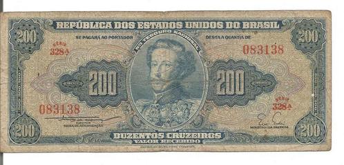 Brazilië 200 Cruzeiros 1955 P#154a Serie 328A 083138 VF .., Postzegels en Munten, Bankbiljetten | Amerika, Los biljet, Zuid-Amerika