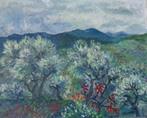 MICHELINE WISER / PAYSAGE AUX OLIVES / OLIEVERF DOEK 50x61cm, Enlèvement ou Envoi