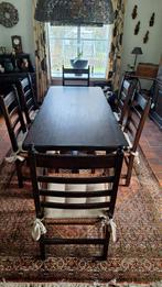 massief eiken eettafel met bijpassende stoelen, Rustiek, Enlèvement, Utilisé, 50 à 100 cm