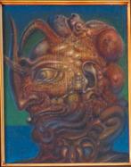 ROGER VAN BELLEGHEM / MYTISCH WEZEN OLIEVERF PANEEL 56x50cm, Enlèvement ou Envoi