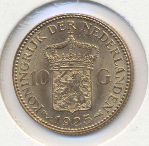Nederland 10 Gulden 1925B Wilhelmina, Timbres & Monnaies, Métaux nobles & Lingots, Or, Enlèvement ou Envoi