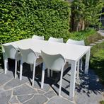 Tuintafel met volkeramisch tafelblad (inclusief 6 stoelen), Tuin en Terras, Tuintafels, Ophalen, Gebruikt, Rechthoekig, Aluminium