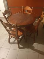 Robuuste eiken tafel met vier bijpassende stoelen, Ophalen of Verzenden