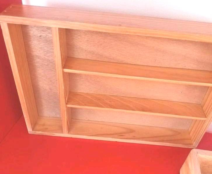 vintage set van 3 opbergers 2 in houten keuken kantoor deco, Huis en Inrichting, Woonaccessoires | Wandplanken en Boekenplanken