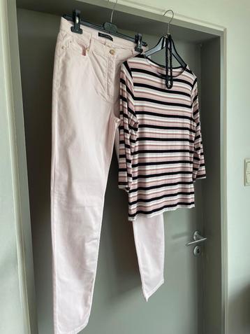 BETTY BARCLAY (40) mooie set roze broek + shirt lange mouw 