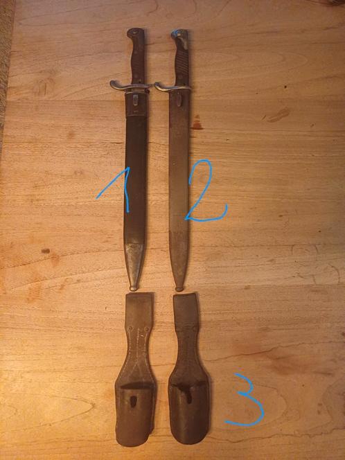 2x S98/05 butcher bajonet. 2 x koppelschoen S98/05, Verzamelen, Militaria | Algemeen, Ophalen