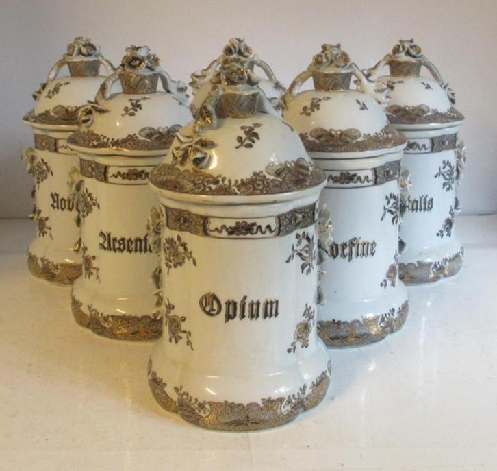 unieke 19eeuwse porseleinen apothekers potten, Antiek en Kunst, Antiek | Porselein, Verzenden