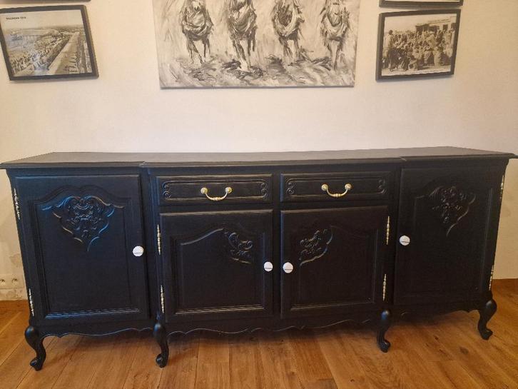 Magnifique Buffet noir mat et marbre, Huis en Inrichting, Kasten | Buffetkasten, Zo goed als nieuw, Minder dan 100 cm, 200 cm of meer