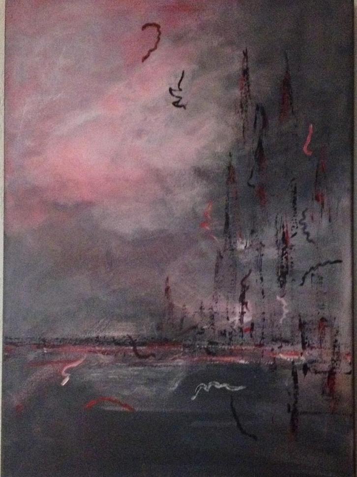 Schilderij abstract in acryl, Antiek en Kunst, Kunst | Schilderijen | Abstract, Ophalen