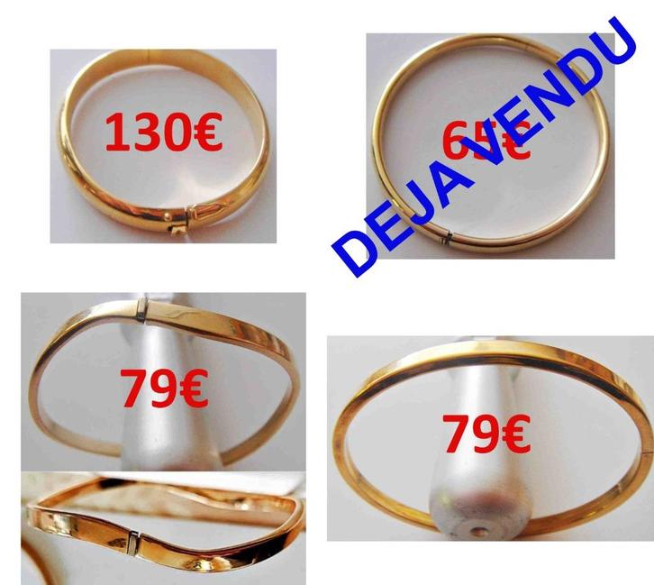 Bracelet (demi-)jonc, plaqué or, fermé ouvrant, simple, NEUF, Bijoux, Sacs & Beauté, Bracelets, Neuf, Or, Or, Enlèvement ou Envoi