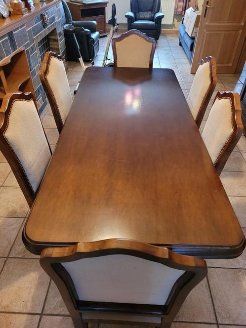 Houten tafel met 6 bijhoorende stoelen, Antiek en Kunst, Antiek | Meubels | Tafels, Ophalen
