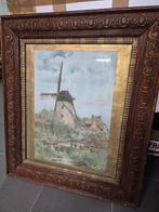 Grand cadre ancien bois sculpté décor doré baroque, Comme neuf, Enlèvement, Bois, Moins de 50 cm