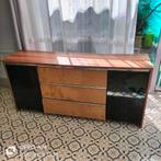 Dresoir en bois brut et noir, Huis en Inrichting, Kasten | Dressoirs, Ophalen, Gebruikt, 150 tot 200 cm, 25 tot 50 cm