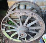 Lot de 2 anciennes roues de chariot (86 cm), Ophalen