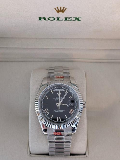 Rolex Day-Date - Silver Black (nieuw), Handtassen en Accessoires, Horloges | Heren, Nieuw, Polshorloge, Rolex, Staal, Staal, Ophalen of Verzenden