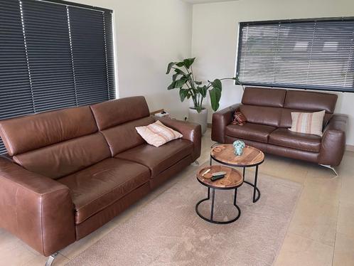 lederen zetel natuzzi, Huis en Inrichting, Zetels | Zetels, Gebruikt, Rechte bank, Vierpersoons of meer, 200 tot 250 cm, 100 tot 125 cm