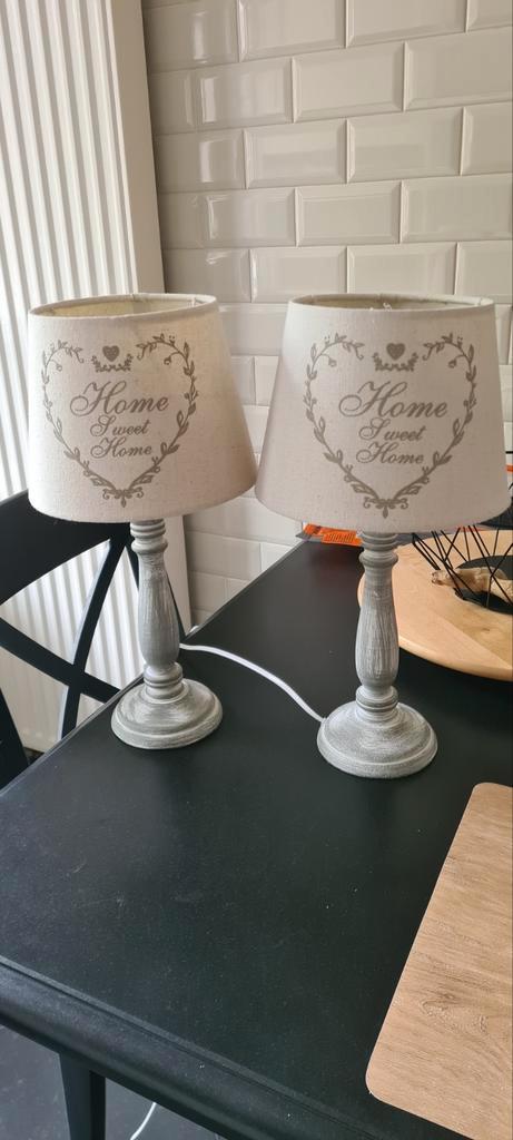 2 tafel / nachtlampjes, Huis en Inrichting, Lampen | Tafellampen, Zo goed als nieuw, Hout, Ophalen