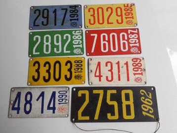 8 plaques de bateau 1962 - 84 - 85 - 86 - 87 - 88 - 89 - 90, Envoi, Utilisé