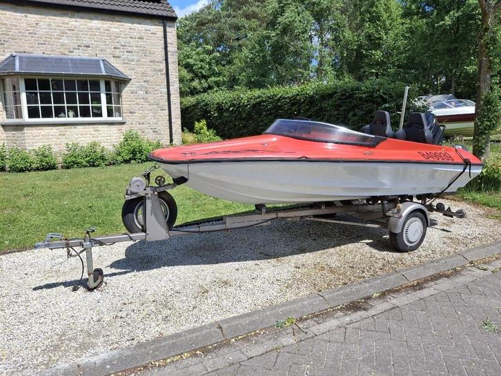 Speedboot + trailer -- 60pk Mercury buitenboordmotor, Watersport en Boten, Speedboten, Gebruikt, 3 tot 6 meter, Benzine, Minder dan 70 pk