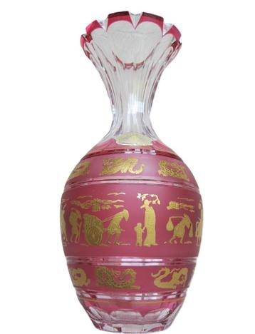 Roserouge kristal Val Saint Lambert met Chinoise goudopleg   beschikbaar voor biedingen