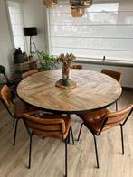 Ronde tafel visgraat ø150cm, Huis en Inrichting, Tafels | Eettafels, Ophalen, Rond, Zo goed als nieuw, Vijf personen of meer