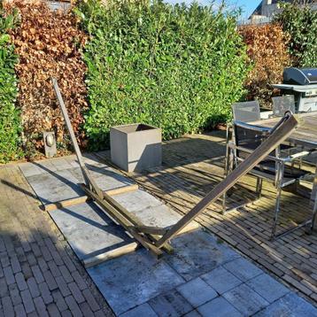 hangmat & tuinstel design met chroom en teakhout en 6 stoele, Enlèvement, Bois de teck, Salons de jardin