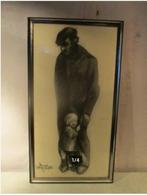 Prachtige Tekening 'Boer en Kind' - Jean-Michel Denijs, Antiek en Kunst, Ophalen of Verzenden