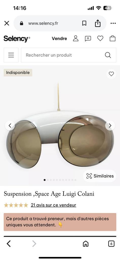 Suspension - bug eye - ufo - luigi colani -, Huis en Inrichting, Lampen | Hanglampen, Gebruikt, Ophalen of Verzenden