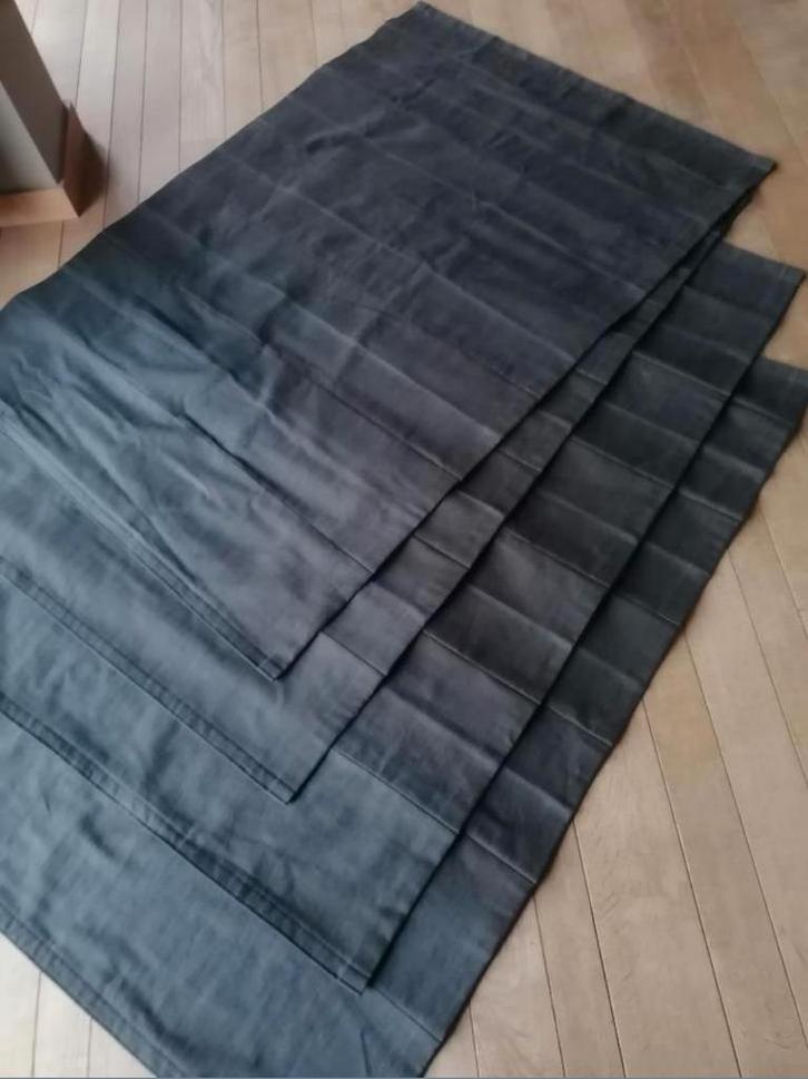 Gevoerde donkergrijze stof voor 4 vouwgordijnen, Huis en Inrichting, Keuken | Textiel, Gebruikt, Beige, Ophalen