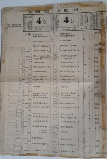 Tableau horaire SNCB 1928