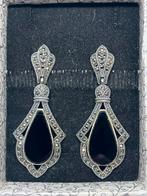 Prachtige zilveren onyx oorbellen, Bijoux, Sacs & Beauté, Bijoux anciens, Avec pierre précieuse, Argent, Enlèvement ou Envoi, Boucles d'oreilles