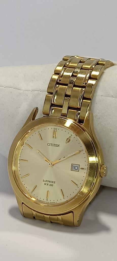 Montre homme Citizen saphire 100 wr dorée vintage, Handtassen en Accessoires, Horloges | Heren, Gebruikt, Polshorloge, Citizen