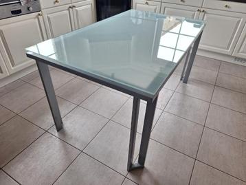 Mooie design eettafel keukentafel 150 x 90cm, Huis en Inrichting, Tafels | Eettafels, Ophalen, Gebruikt, 50 tot 100 cm, Glas