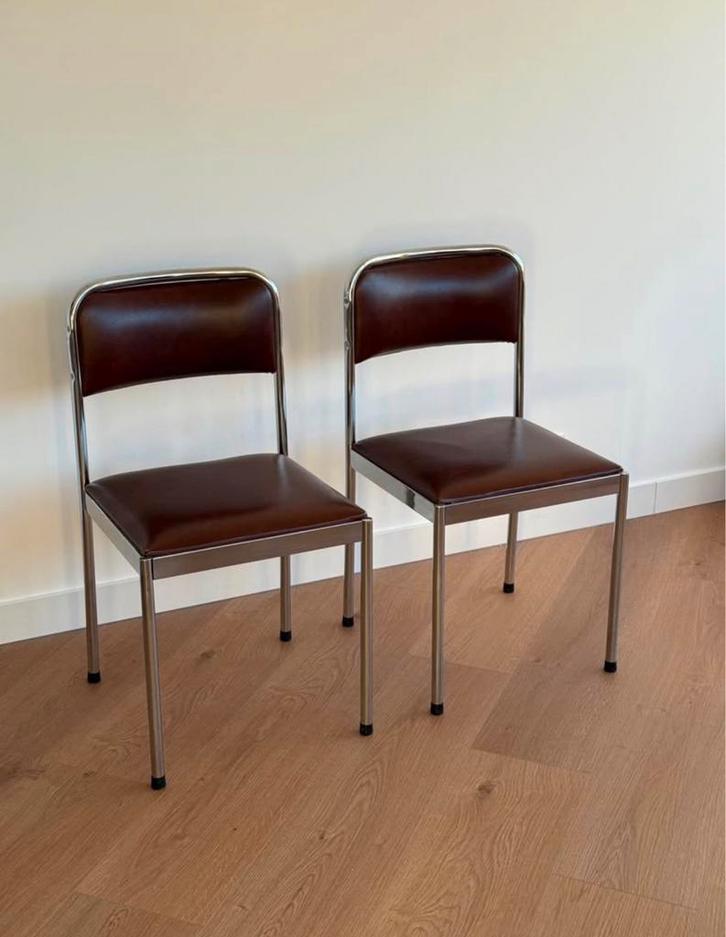 Paire de chaises vintage chromées, Maison & Meubles, Salles à manger complètes, Comme neuf, Enlèvement