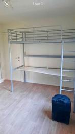 Nieuw hoogslaper van wit metaal van 90 cm/200 cm met bureau, Huis en Inrichting, Slaapkamer | Stapelbedden en Hoogslapers, Zo goed als nieuw