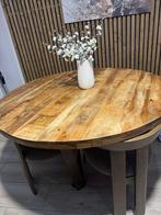 Ronde Eettafel - Mangohout - 130cm, Huis en Inrichting, Ophalen, Zo goed als nieuw, Metaal