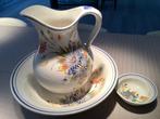 Driedelig  set  retro waskom , kan en bord met bloemen, Ophalen of Verzenden
